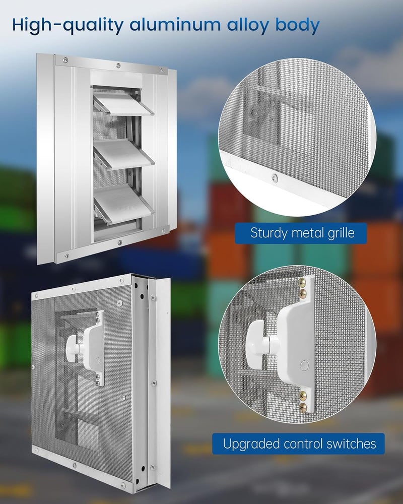 EXODIOS Shipping Container Vent with Metal Mesh, Increase Air Circulation, Prevents Condensation and Overheating, Suitable for Container Houses, Containers, Offices and Cabins (2-Pack) - Image 5